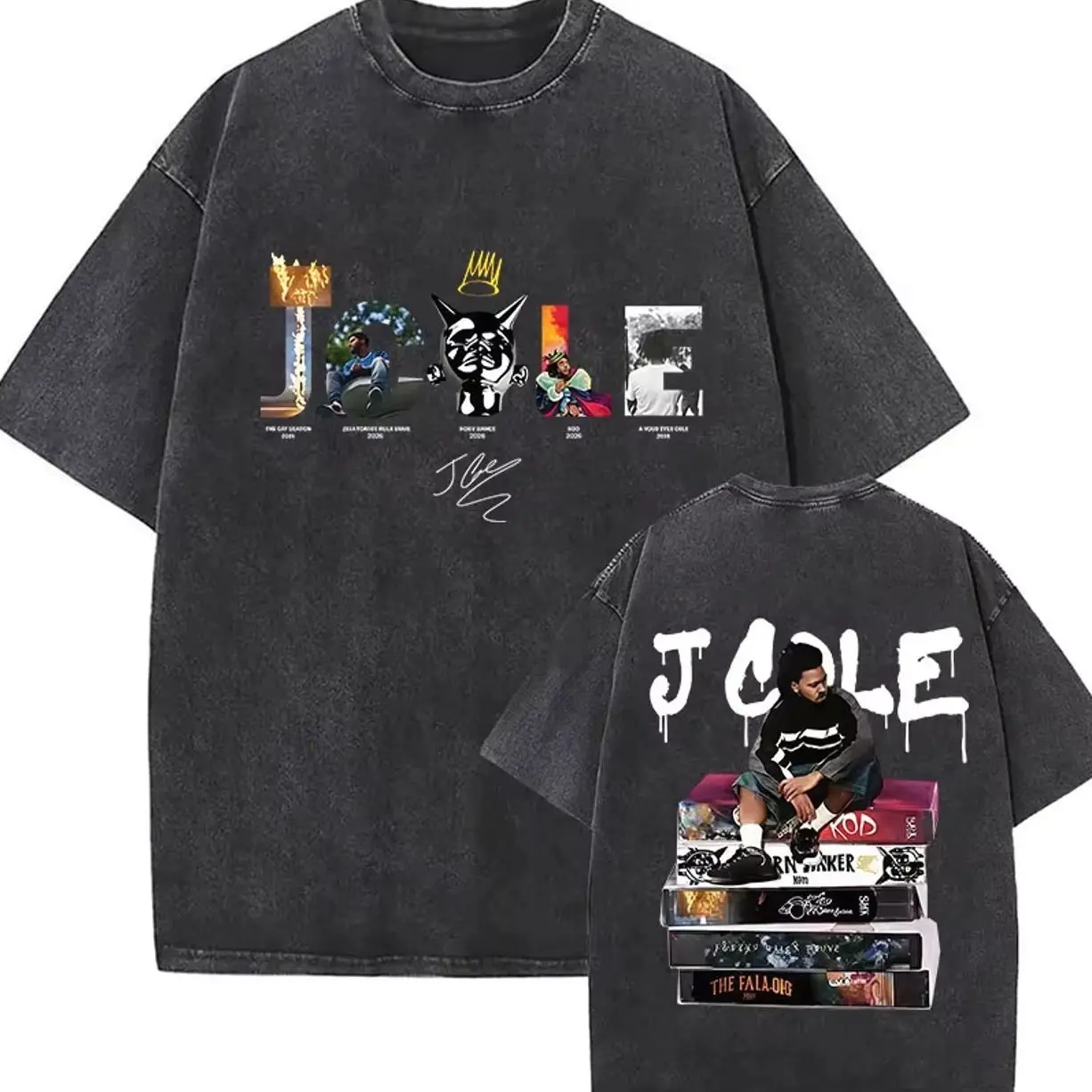 Vintage Washed J. Cole Washed Oversize T Shirts ​The Fall Off North America Tour 2026 Graphic T-shirt Men's Clothing Hip Hop Short Sleeve Tshirt