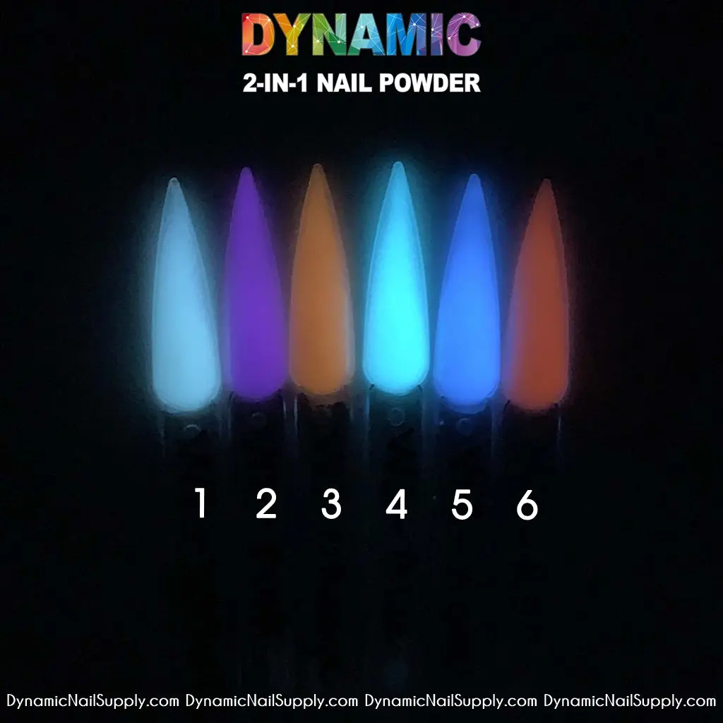 Colorful Glow in the Dark - Acrylic & Dipping Nail Powder - 6 colors