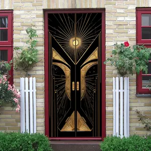 2pcs Art Deco Sun God Pattern Wall Sticker Self Adhesive Removable Relief Living Room Bedroom Dining Room Decorative Wall Decal Gold Black Luxury Home Decor