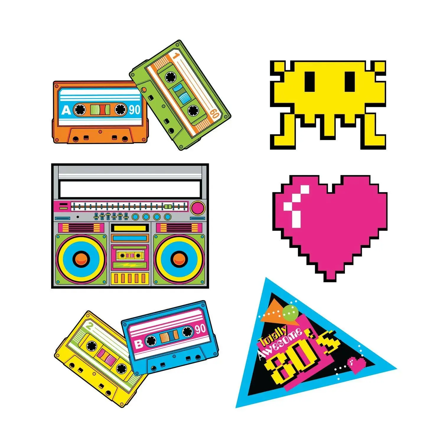 80s Party Cutouts - 6 Pc.