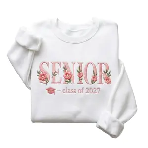 Floral Letter Senior 2027 Embroidered Sweatshirt, Class of 2027 Graduation Sweatshirt, Custom School Spirit Apparel, Back To School Shirt
