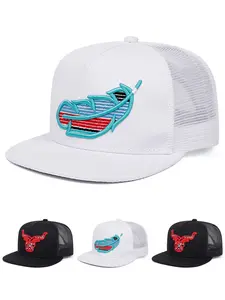 2026 New Personalized Fashion Flat brimmed Hat Feather Bull Head Embroidered Baseball Hat Street Creative Hip Hop Skateboarding Hat Outdoor Sports Sunshade Hat Daily Life Commuter Decorative Hat Unisex Casual Breathable Mesh Hat Fitted Baseball Caps