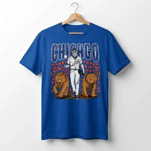 [Sale Up To 50%] Fire Skeleton Chicago Baseball  T-Shirt, Bear Mascot Baseball Shirt, Chicago Baseball Game Day Graphic Tee, Cubs Baseball Fan Streetwear