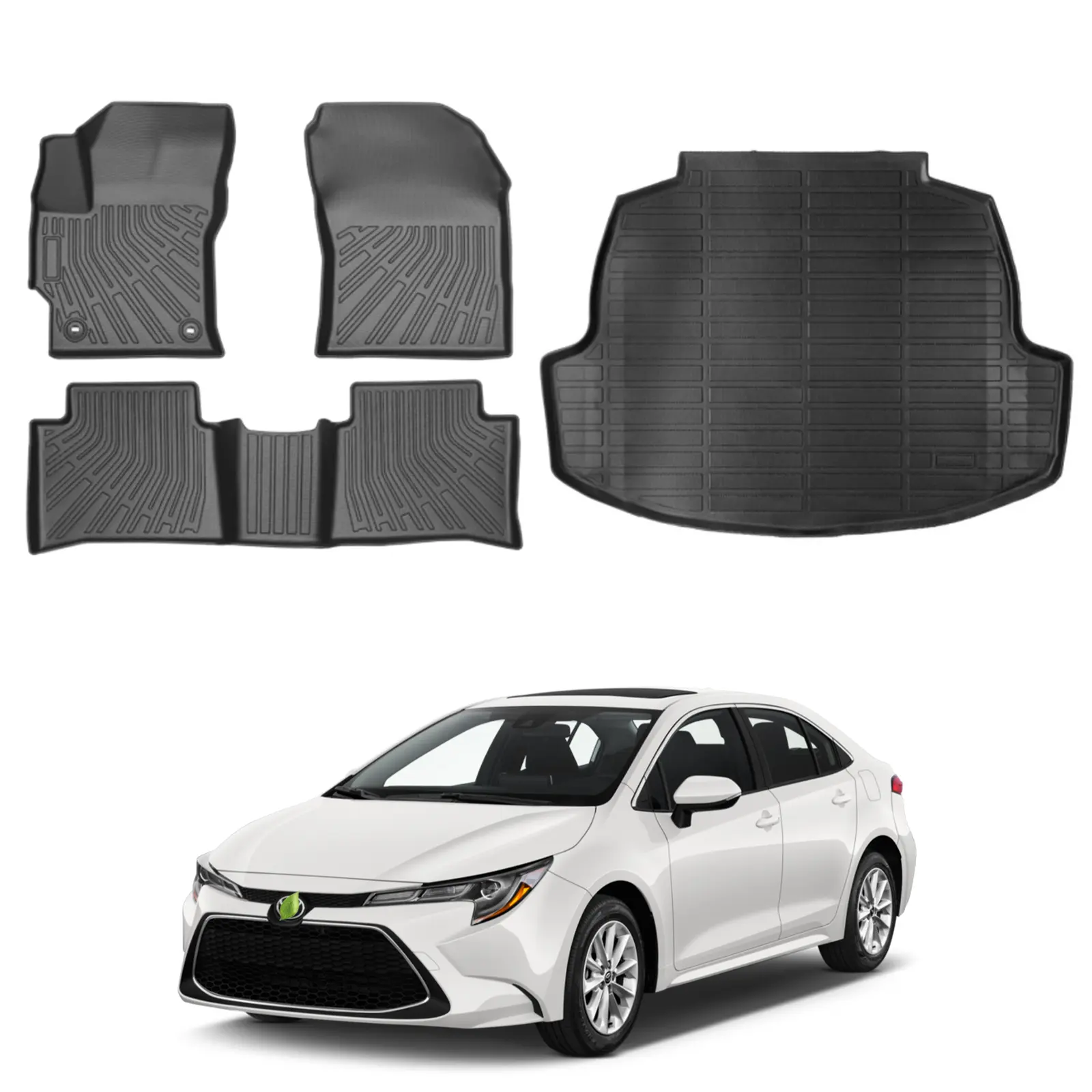 Canvcle Custom Fit Car Mats Set - 4Pcs Odorless TPE Waterproof Car Floor Mats & Precise Fit Trunk Liner for 2020-2026 Toyota Corolla Sedan (Hybrid-Compatible, Excludes Hatchback-Cross), Dust-Resistant, Easy to Install & Clean, Full Protection, Stain Guard