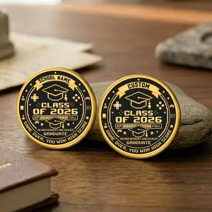 Achievement Unlocked Graduate Custom Coin, Personalized Graduation Coin 2026, Custom School Name Coin, Gamer Graduation Gift, Grad Keepsake
