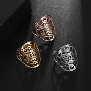 Irish Kate Knot Hollow Geometric Stainless Steel Open Ring Women's Party Daily Jewelry Gift