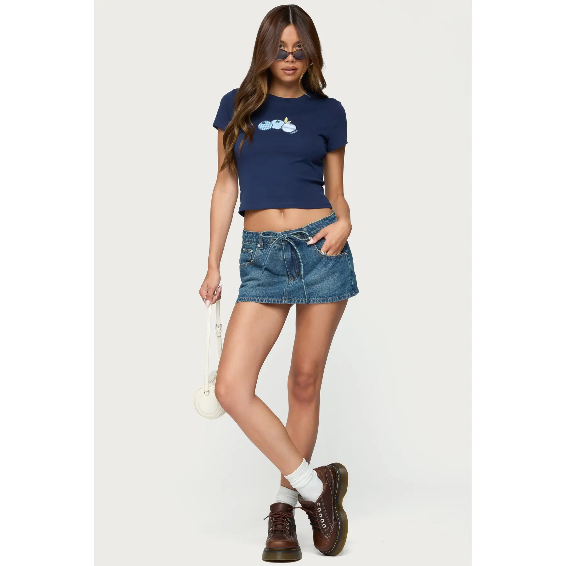 Ziggie Tie Front Denim Mini Skort
