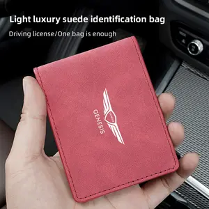 Leather Car Driver License Cover, Car Emblem Card For Genesis G70 G80 G90 GV80 GV70 GV60 GV90 Neolun