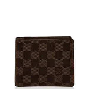 Pre-owned Louis Vuitton Leather small leather goods Compact Wallet Damier Ebene Brown (dh010826c9)