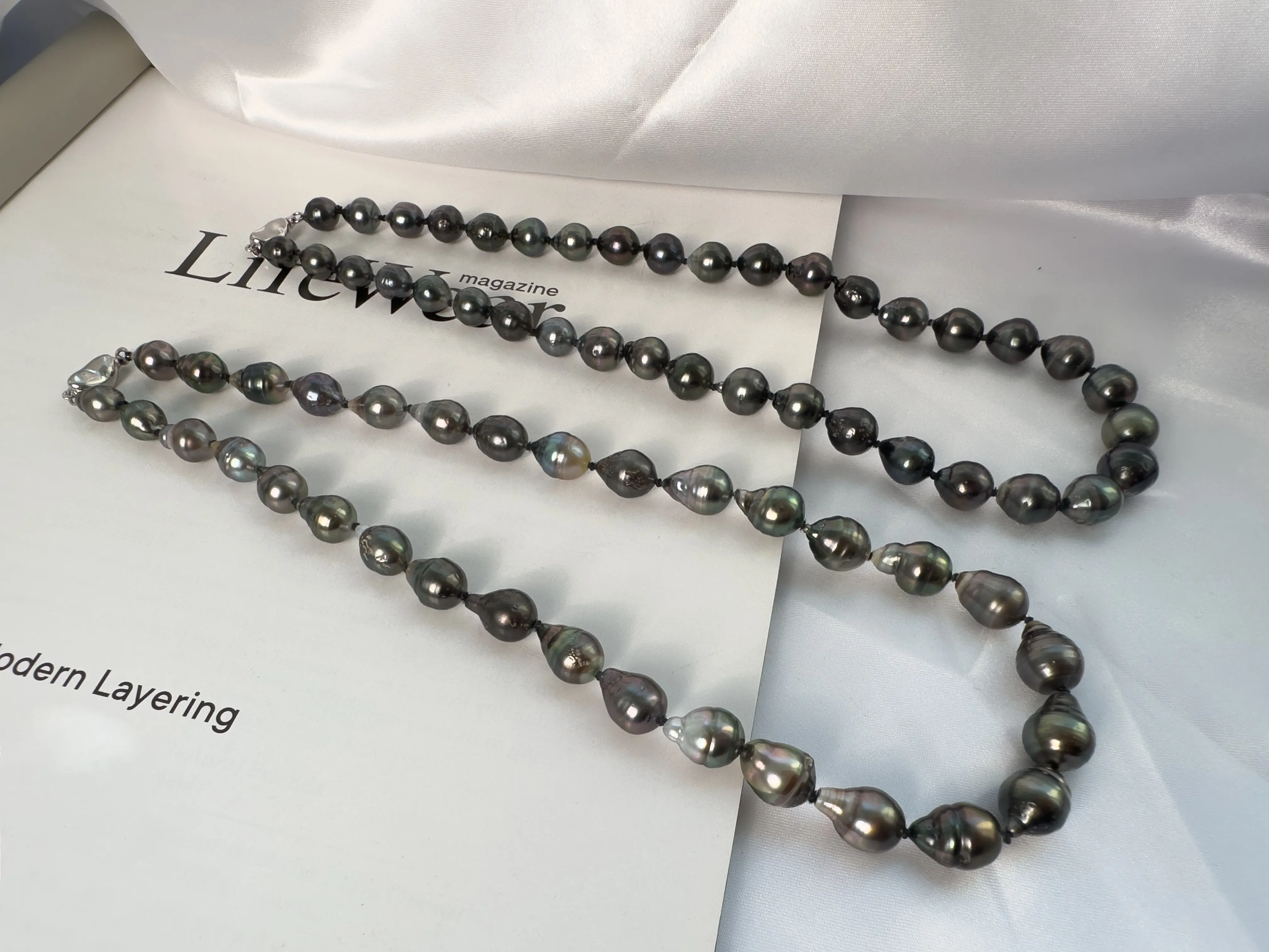 NC43-Tahitian Baroque Pearl Necklace, One Naturally Unique Strand (Shape & Size Will Vary). Tahitian Pearl Necklace, Baroque Pearl Necklace, Saltwater Pearl, Black Pearl Strand, Organic Jewelry, Statement Necklace, Natural Pearl Jewelry