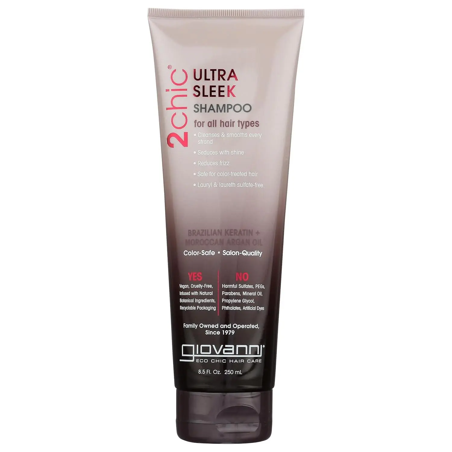 Giovanni 2Chic Ultra Sleek Liquid Natural Shampoo - Coconut, Shea & Argan Oil, Sulfate-Free Frizz Control Cleansing Shampoo for Hydration, 8.5oz, Unisex, Anti-Frizz, No, Haircare, Cleanser, Hydrating
