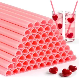Valentine’s Day Heart Straws  Pink Heart-Shaped Disposable Drinking Straws | Cute Party Decor for Valentine’s Day, Weddings, Birthdays & Romantic Celebrations