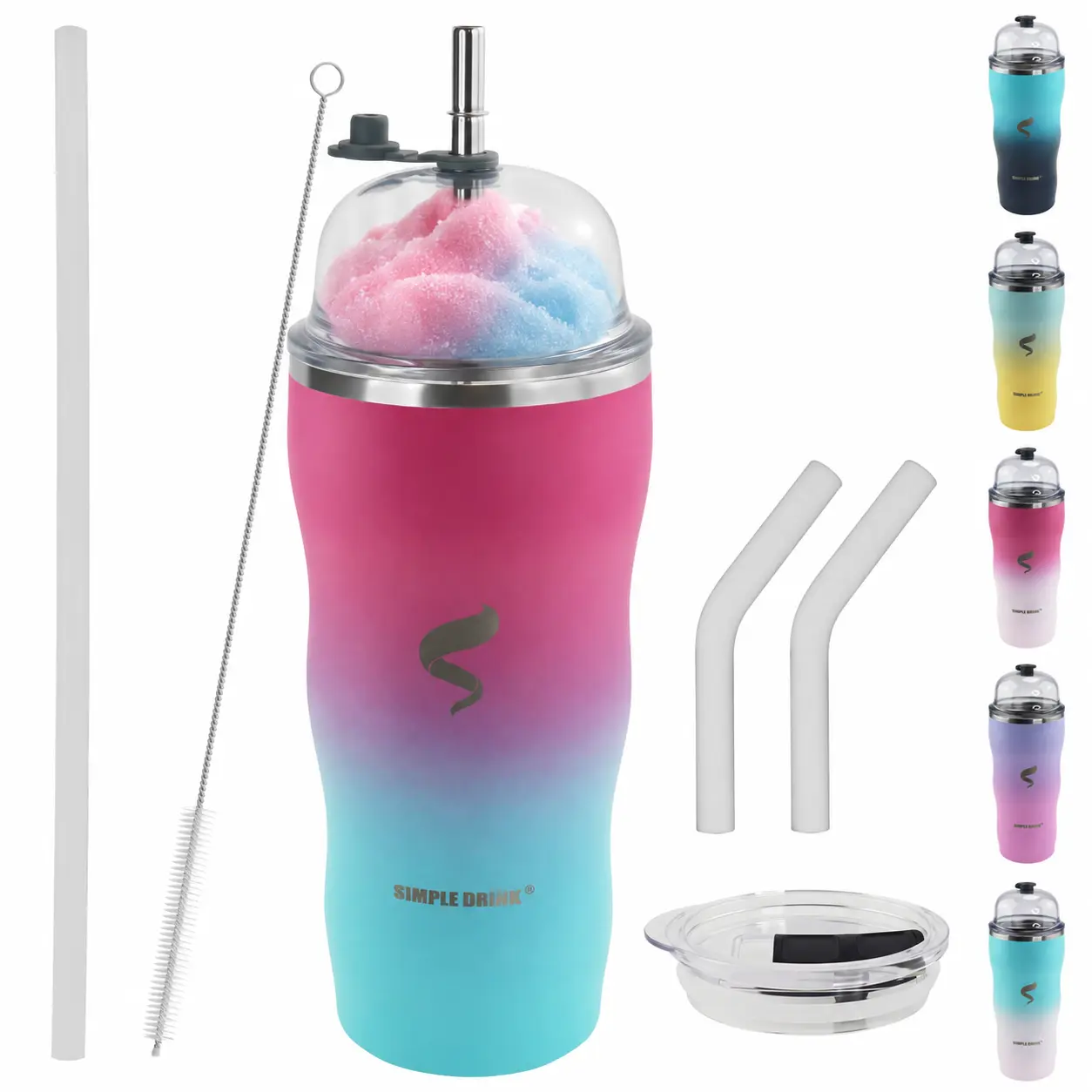 20oz Stainless Steel Slushie Tumbler with Lid & Straw, Double-Wall Vacuum Insulated, Spill-Resistant Iced Coffee Cup, Smoothie Tumbler