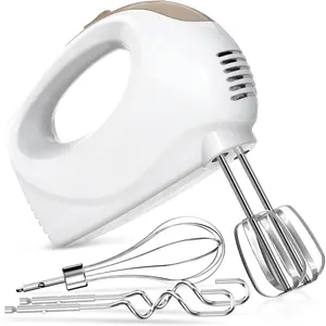Hand Mixer - 5 Speed Portable Kitchen Mixer Electric Handheld with 5 Stainless Steel Accessories Whisk,  Beater, ?