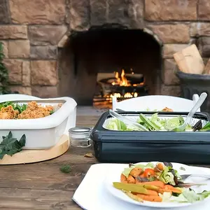 [Portable Tinfoil Crisper] Portable Tinfoil Crisper Tray with Lid | Outdoor Picnic Lunch Carrying, Easy to Carry, Heat Preservation Plastic Tray, Insulated Bento Box