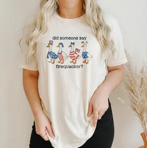 Funny Duck Firecracker Shirt, Cute Goose Graphic Tee, Summer Party Animal Shirt, Humor Graphic Tee, Family Holiday Fun Shirt