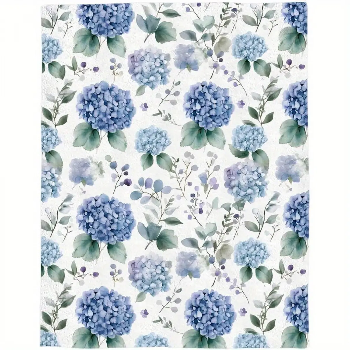 Cozy Blue Hydrangea Floral Flannel Throw Blanket - Soft Warm Lightweight for Bed Sofa Camping - All-Season Comfort Single-Sided Print Easy Care Perfect Gift for Mother's Day Ramadan - 280GSM Flannel Fabric Decorative Throw