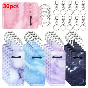 30pcs Marble Lip Balm Holder Keychain |   Zinc Alloy Lipstick Holder, Casual Style, Stocking Stuffers for Women