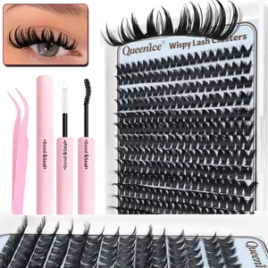 Manga Lash Clusters Wispy Eyelash Clusters Fairy Cluster Eyelash Extensions Natural Anime Individual Lashes DIY Lash Extension with Thin Band, 10-16mm BOND SEAL TEEWZERS