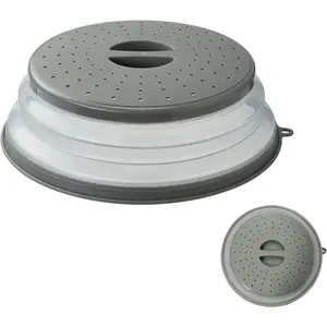 Microwave Lid,Foldable Microwave oven Cover for Food, Safe and Free of BPA Plastic and Silicone, Multi-purpose Kitchen Tool splash cover. Can be washed with Water or Dishwasher. (Gray)
