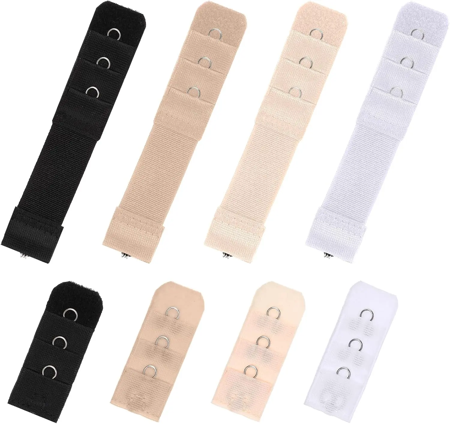 8 Pack Women's Bra Extenders, Soft Stretchy Back Bra Extension Strap | Flexible Bra Extender Strap, 1 Hook 3 Rows Elastic Bra Extension Strap for Women