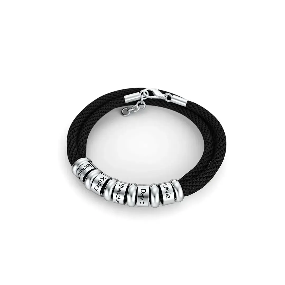 Personalized Titanium Beaded Bracelet for Men