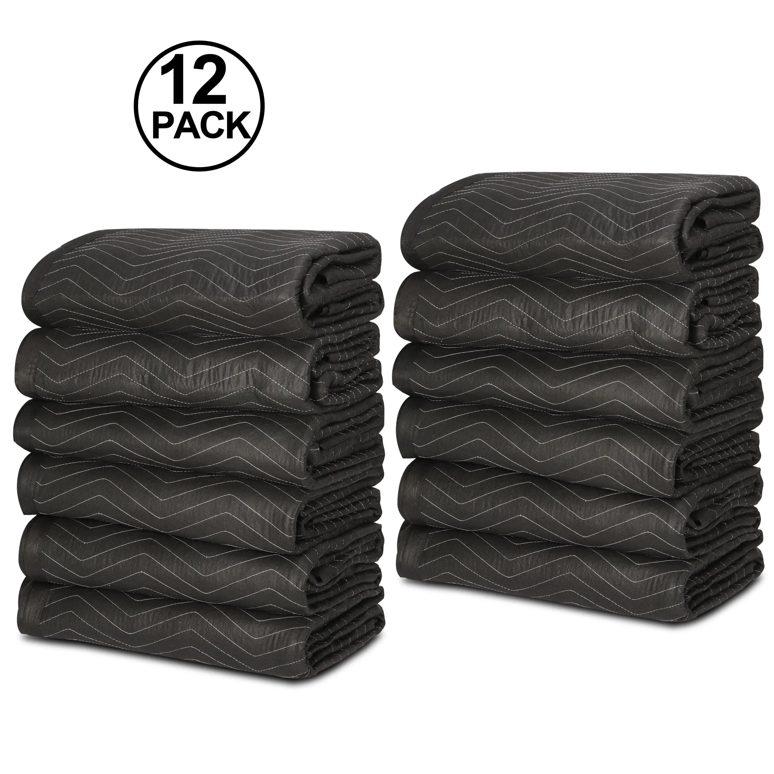 Zeny 12-Pack Heavy-Duty Moving Blankets, 80" x 72" Thick Padded Non-Woven Furniture Covers for Packing and Storage, Machine Washable, Thick Warm Blanket