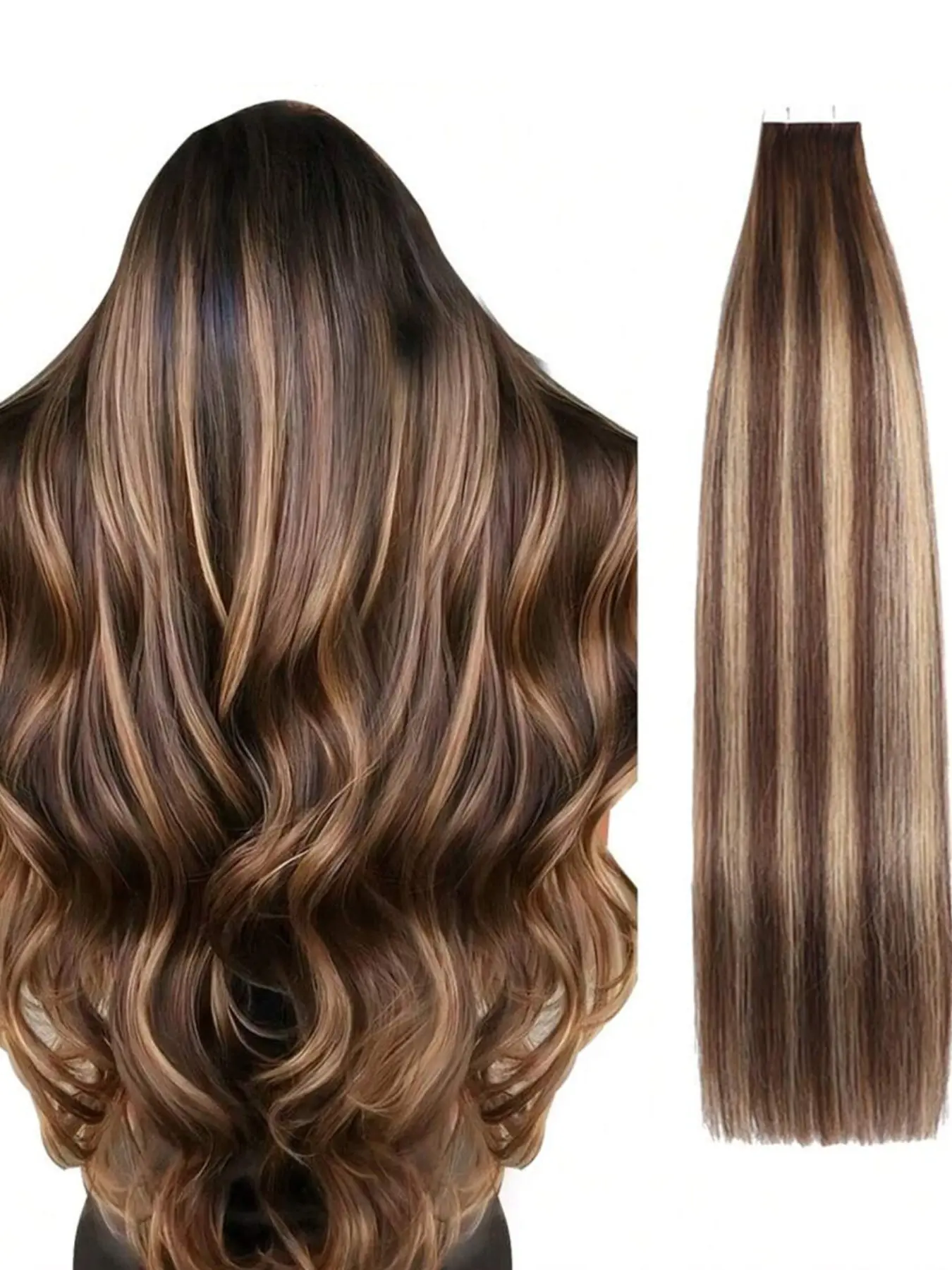 #P4/27 20pcs 50g Tape in Extensions Highlight Hair Extensions Tape in Human Hair Invisible Hair Extensions Natural Looking Hair 16-26 Inch
