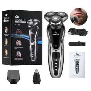 Electric Razor for Men, 3 in 1 Electric Shaver Nose Hair Trimmer USB Rechargeable Portable Razor 3D Floating Blade Digital Display Shaving Beard Machine