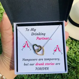 TO MY DRINKING PARTNER INTERLOCKING NECKLACE GIFT SET