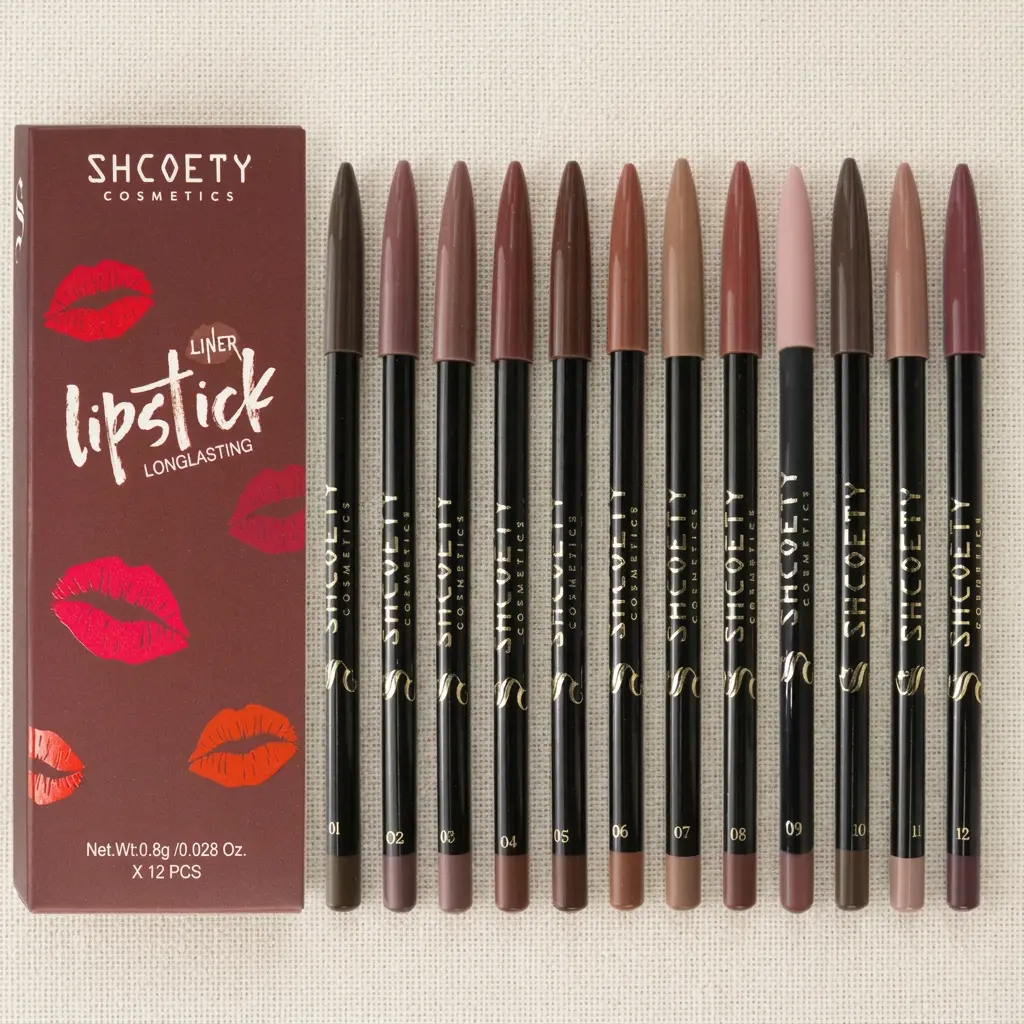 12-Color Matte Lip Liner Pencil Set, Smooth Color Silk Lipstick Pen, Durable Pigment Lip Makeup Cosmetics, Lip Product, Lip Stain, Lip Crayon, Lipliner, Moisturizing, Waterproof Lip Liner Set, Tinted, Lippie Pencils