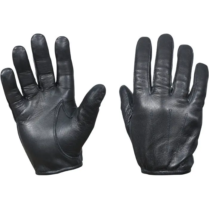 Police-Style Black Tactical Work Gloves - Aramid Fabric & Cowhide Leather, Fire-Resistant, Cut-Resistant, Ideal for Shooting, Enhances Dexterity