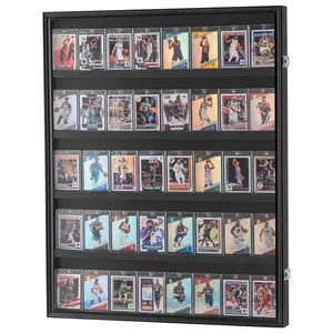 VEVOR 35 Graded Sports Card Display Case, 24.3x30.5x2.1 in, Baseball Card Display Frame with 98% UV Protection Clear View PC Glass, Lockable Wall Cabinet for Football Basketball Hockey Trading Card
