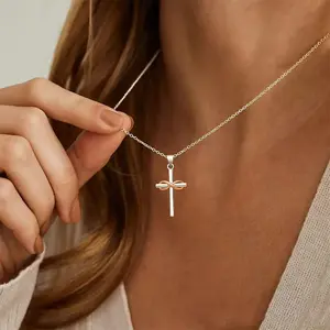 GAB Infinity Cross Pendant Necklace Unisex Light Luxury Fashion Birthday, Couple Gift