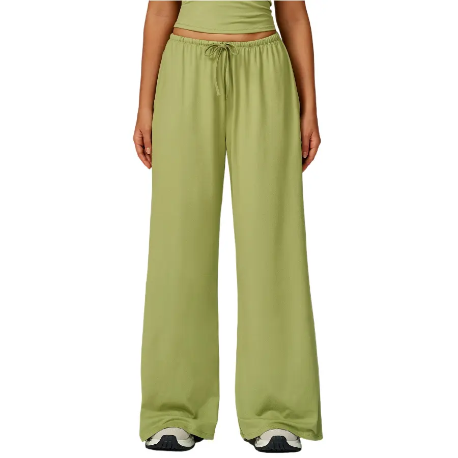 Hixiaohe Brushed pants Wide-leg draped pants Relaxed-fit casual pants for women Sports and fitness Pants with elastic drawstring