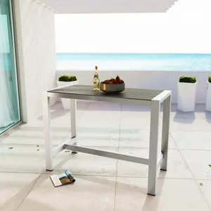 Modway Shore Outdoor Patio Aluminum Rectangle Bar Table in Silver Gray