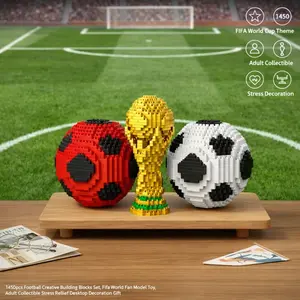 1450pcs Football Building Blocks Set, Creative Building Block, Fifa World Cup Fan Model Toy, Adult Collectible Stress Relief Desktop Decoration Gift
