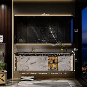 Bathroom Vanity, Premium Solid Wood Vanity Set with Smart LED Defogging Mirror, Modern Oak Wood Vanity Cabinet