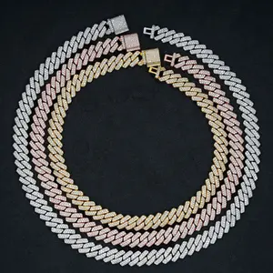 Hiphop Jewelry High Quality 13.5mm Miami Inlaid Zircon Necklace Icy Iced Out Cuban Link Chain for Unisex Fashion Party Gfit