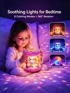 Musical Light-Up Ocean Projection Drum Toy for Baby Kids, Unisex Animal-Theme with Rotating Lights, Adjustable Volume, Hand Clap Function, Tummy Time Support, Crawling & Learning Encouragement, Ideal Gift for Ages 2-5