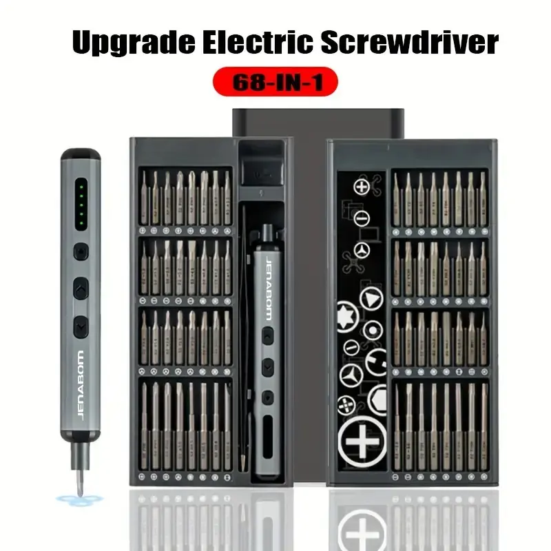 68pcs cordless electric screwdriver set with LED light, fast charging precision screwdriver set, magnetic screwdriver head, suitable for DIY enthusiasts, home repair tools
