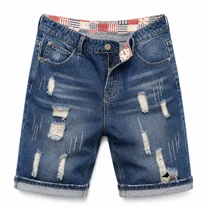 Vesper Denim Vintage Washed Distressed Denim Shorts - Men's Streetwear Casual Jean Shorts