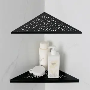 Black Corner Shower Shelf 10 Triangular Corner Shelf Stainless Shelf for Tiled Wall, 2 Pack Shower Corner Shelf, No Drilling