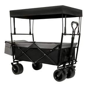 ARCH 480Lbs Collapsible Wagon with Canopy,Wagon Stroller with 7" All-Terrain Wheels, Lightweight Foldable Wagon, Large Capacity for Camping, Shopping, Sports, and Garden Use,black with mosquito net