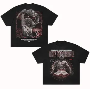 Men's Black Merab Dvalishvili Fighter IP T-Shirt, Graphic Tee, Official Fight Night Apparel, Fashion Cotton, Full Colors, Full Sizes, For Men, For Women