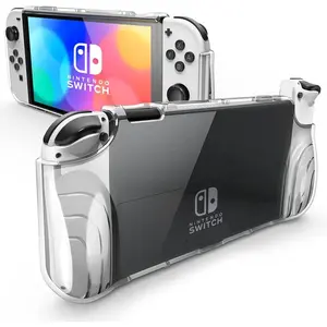 X-PCS06  Case for Nintendo Switch OLED 2021, [Thunderbolt Series] Protective Clear Cover with TPU Grip Compatible with Nintendo New Switch OLED 7 Inch Console and Joy-Con Controller (Clear)