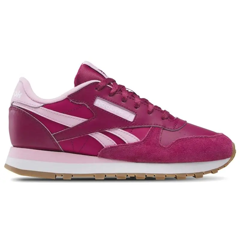 Reebok Classic Leather Berry Rose Gum (GS) Kids' Sneakers – Retro Lifestyle Shoes Featuring Premium Leather Upper, Classic Reebok Design, Comfortable Cushioning, Durable Gum Rubber Outsole, Lace-Up Casual Athletic Shoes for Grade School Boys & Girls