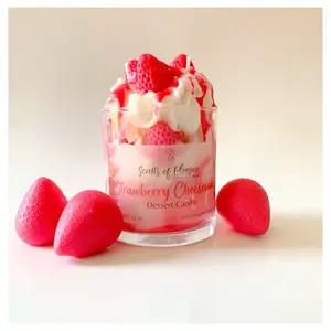Scents of Pleasure Strawberry Cheesecake Dessert Candle Very Fragrant Food Candle Handmade Gift 11 oz