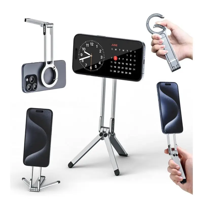 ULANZI MA30 Magnetic Phone Tripod Stand for iPhone - Aluminium Mini Tripod Foldable Pocket Cell Phone Stand Dual-Sided Magnet Quick Mount Compatible with iPhone 16 15 14 13 12 Magsafe Smartphone Cellphone Portable Compact