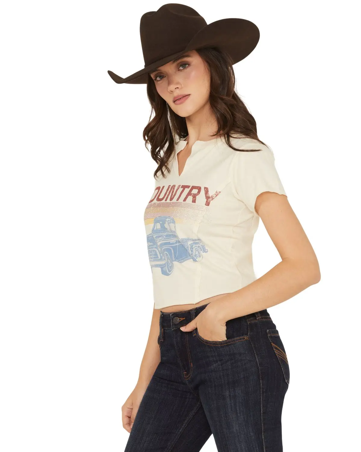 Cleo + Wolf Women's Women'S Easton Country Truck Short Sleeve Graphic Tee - Clsu25k17-Iv